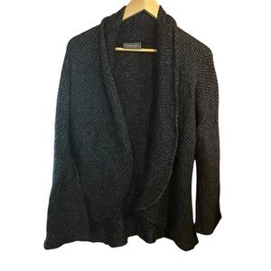 Wooden Ships Front Shawl Cardigan Gray Mohair Sweater Size Small